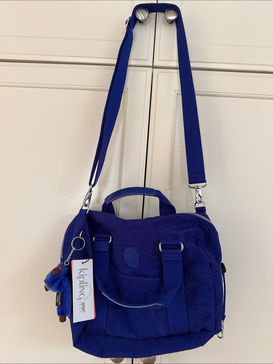 Kipling Handbags - Kipling Royal Blue Crossbody Bag with Monkey Charm 11”X10”